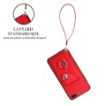 For iPhone 8 Plus / 7 Plus Organ Card Bag Ring Holder PU Phone Case with Lanyard(Red)