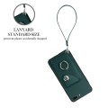 For iPhone 8 Plus / 7 Plus Organ Card Bag Ring Holder PU Phone Case with Lanyard(Green)