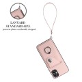 For Samsung Galaxy A04 4G Organ Card Bag Ring Holder PU Phone Case with Lanyard(Pink)