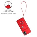 For Samsung Galaxy A04 4G Organ Card Bag Ring Holder PU Phone Case with Lanyard(Red)