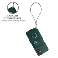 For Samsung Galaxy A04e 4G/M04 4G/F04 4G Organ Card Bag Ring Holder PU Phone Case with Lanyard(Green