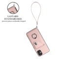 For Samsung Galaxy A05 4G Global Organ Card Bag Ring Holder PU Phone Case with Lanyard(Pink)