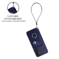 For Samsung Galaxy A05s 4G Global Organ Card Bag Ring Holder PU Phone Case with Lanyard(Blue)