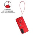 For Samsung Galaxy A05s 4G Global Organ Card Bag Ring Holder PU Phone Case with Lanyard(Red)