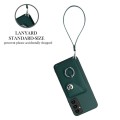 For Samsung Galaxy A05s 4G Global Organ Card Bag Ring Holder PU Phone Case with Lanyard(Green)