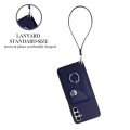 For Samsung Galaxy A13 5G/A04s Organ Card Bag Ring Holder PU Phone Case with Lanyard(Blue)