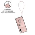 For Samsung Galaxy A13 5G/A04s Organ Card Bag Ring Holder PU Phone Case with Lanyard(Pink)