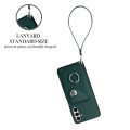 For Samsung Galaxy A13 5G/A04s Organ Card Bag Ring Holder PU Phone Case with Lanyard(Green)