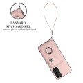 For Samsung Galaxy A14 5G Organ Card Bag Ring Holder PU Phone Case with Lanyard(Pink)