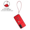 For Samsung Galaxy A14 5G Organ Card Bag Ring Holder PU Phone Case with Lanyard(Red)