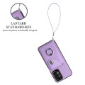 For Samsung Galaxy A23 165.4mm Organ Card Bag Ring Holder PU Phone Case with Lanyard(Purple)