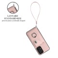 For Samsung Galaxy A52 4G/5G Organ Card Bag Ring Holder PU Phone Case with Lanyard(Pink)