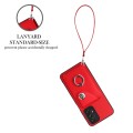 For Samsung Galaxy A52 4G/5G Organ Card Bag Ring Holder PU Phone Case with Lanyard(Red)