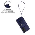 For Samsung Galaxy A54 5G Organ Card Bag Ring Holder PU Phone Case with Lanyard(Blue)
