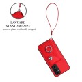 For Samsung Galaxy A54 5G Organ Card Bag Ring Holder PU Phone Case with Lanyard(Red)