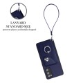 For Samsung Galaxy S20 FE Organ Card Bag Ring Holder PU Phone Case with Lanyard(Blue)