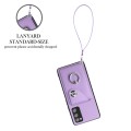 For Samsung Galaxy S20 FE Organ Card Bag Ring Holder PU Phone Case with Lanyard(Purple)