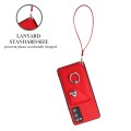 For Samsung Galaxy S20 FE Organ Card Bag Ring Holder PU Phone Case with Lanyard(Red)