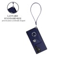 For Samsung Galaxy S22 Ultra 5G Organ Card Bag Ring Holder PU Phone Case with Lanyard(Blue)