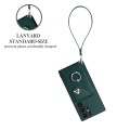 For Samsung Galaxy S22 Ultra 5G Organ Card Bag Ring Holder PU Phone Case with Lanyard(Green)