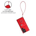 For Samsung Galaxy S23 Ultra 5G Organ Card Bag Ring Holder PU Phone Case with Lanyard(Red)