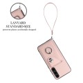 For Samsung Galaxy S23 5G Organ Card Bag Ring Holder PU Phone Case with Lanyard(Pink)