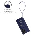 For Samsung Galaxy S24 Ultra 5G Organ Card Bag Ring Holder PU Phone Case with Lanyard(Blue)