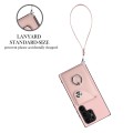For Samsung Galaxy S24 Ultra 5G Organ Card Bag Ring Holder PU Phone Case with Lanyard(Pink)