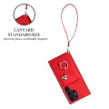 For Samsung Galaxy S24 Ultra 5G Organ Card Bag Ring Holder PU Phone Case with Lanyard(Red)