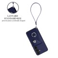 For Samsung Galaxy S24 5G Organ Card Bag Ring Holder PU Phone Case with Lanyard(Blue)