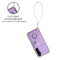 For Samsung Galaxy S24 5G Organ Card Bag Ring Holder PU Phone Case with Lanyard(Purple)