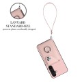 For Samsung Galaxy S24 5G Organ Card Bag Ring Holder PU Phone Case with Lanyard(Pink)