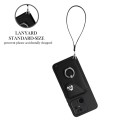 For Xiaomi Redmi 10C Organ Card Bag Ring Holder PU Phone Case with Lanyard(Black)