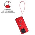 For Xiaomi Redmi 10C Organ Card Bag Ring Holder PU Phone Case with Lanyard(Red)