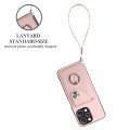 For Xiaomi Redmi 12 4G Global Organ Card Bag Ring Holder PU Phone Case with Lanyard(Pink)
