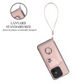 For Xiaomi Redmi 12C/11A Organ Card Bag Ring Holder PU Phone Case with Lanyard(Pink)