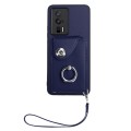 For Xiaomi Poco F5 Pro/Redmi K60/K60 Pro Organ Card Bag Ring Holder PU Phone Case with Lanyard(Blue)