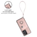 For Xiaomi Redmi Note 12 Pro 5G Global Organ Card Bag Ring Holder PU Phone Case with Lanyard(Pink)