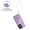 For Xiaomi Redmi Note 12 Pro+ 5G Global Organ Card Bag Ring Holder PU Phone Case with Lanyard(Purple
