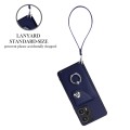 For Xiaomi Poco F5 5G/Redmi Note 12 Turbo Organ Card Bag Ring Holder PU Phone Case with Lanyard(Blue