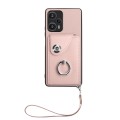 For Xiaomi Poco F5 5G/Redmi Note 12 Turbo Organ Card Bag Ring Holder PU Phone Case with Lanyard(Pink