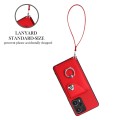For Xiaomi Poco F5 5G/Redmi Note 12 Turbo Organ Card Bag Ring Holder PU Phone Case with Lanyard(Red)