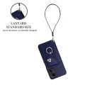 For Xiaomi Redmi Note 12S 4G Global Organ Card Bag Ring Holder PU Phone Case with Lanyard(Blue)