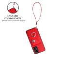 For Xiaomi Redmi Note 12S 4G Global Organ Card Bag Ring Holder PU Phone Case with Lanyard(Red)