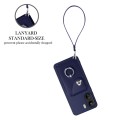 For Xiaomi Redmi 13C 4G / Poco C65 Organ Card Bag Ring Holder PU Phone Case with Lanyard(Blue)