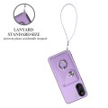 For Xiaomi Redmi 13C 4G / Poco C65 Organ Card Bag Ring Holder PU Phone Case with Lanyard(Purple)