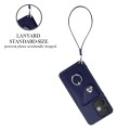 For Xiaomi Redmi 13C 5G / Redmi 13R Organ Card Bag Ring Holder PU Phone Case with Lanyard(Blue)