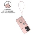 For Xiaomi Redmi 13C 5G / Redmi 13R Organ Card Bag Ring Holder PU Phone Case with Lanyard(Pink)