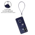 For Xiaomi Redmi Note 13 4G Global Organ Card Bag Ring Holder PU Phone Case with Lanyard(Blue)