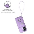 For Xiaomi Redmi Note 13 4G Global Organ Card Bag Ring Holder PU Phone Case with Lanyard(Purple)